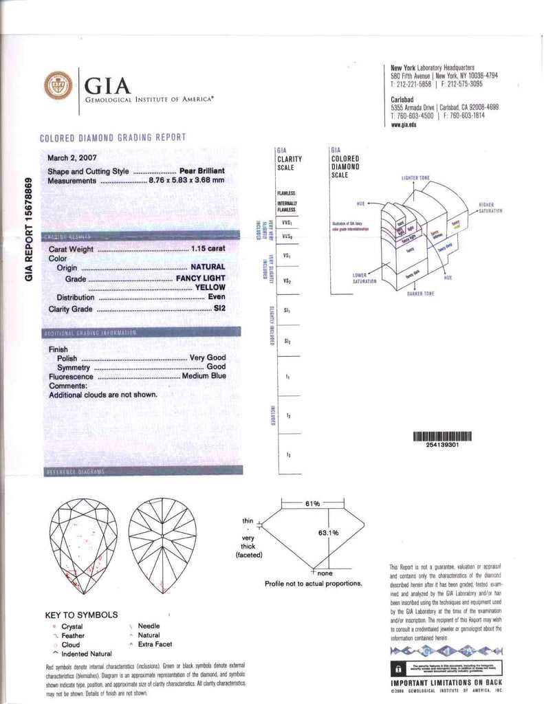 GIA Fancy Light Yellow Diamond Flower Bypass Ring