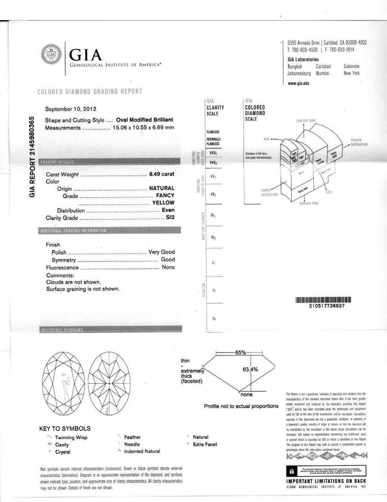 GIA 8.49-ct. Fancy Yellow Diamond Necklace