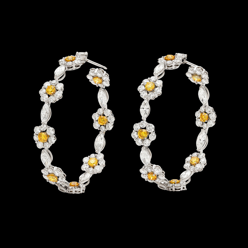 Impressive GIA Fancy Yellow Diamond Hoop Earrings