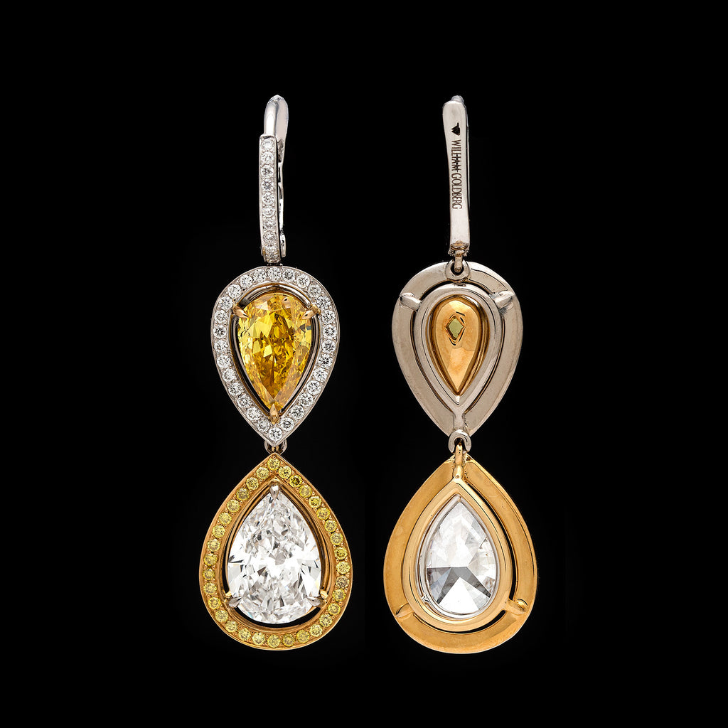 GIA Fancy Vivid Yellow and D/F Internally Flawless Earrings