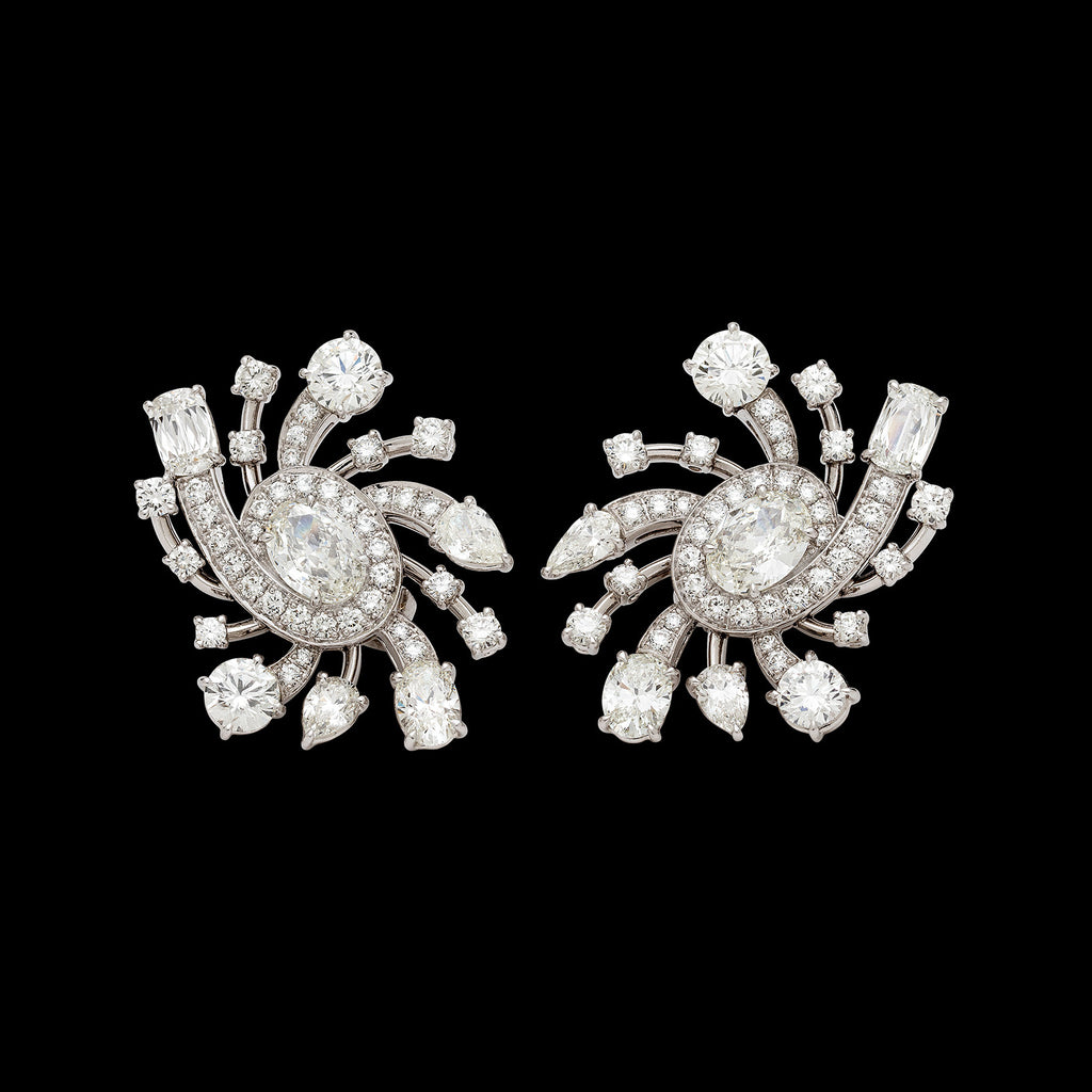 GIA Diamond and Platinum Galaxy Earrings