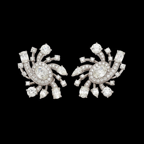 GIA Diamond and Platinum Galaxy Earrings