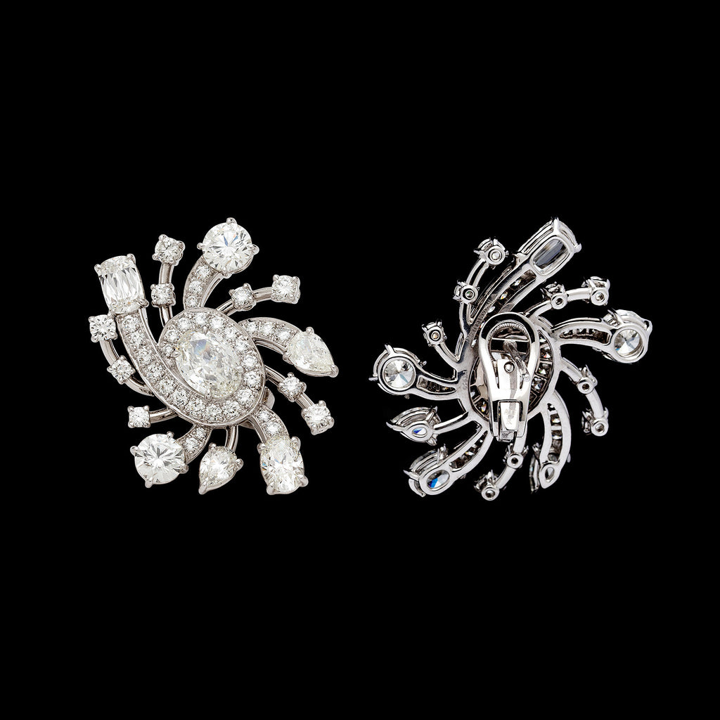 GIA Diamond and Platinum Galaxy Earrings