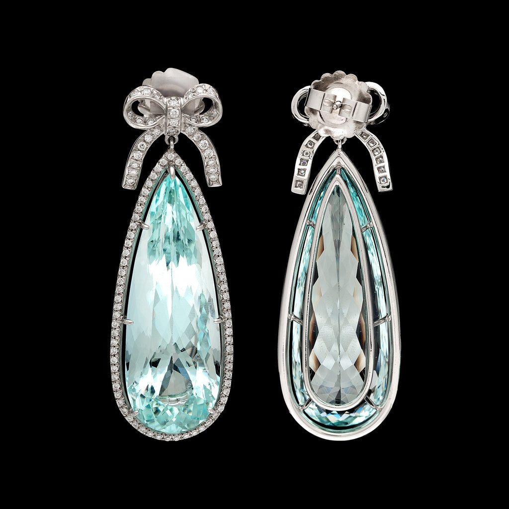 Aquamarine and Diamond Platinum Pendant Earrings
