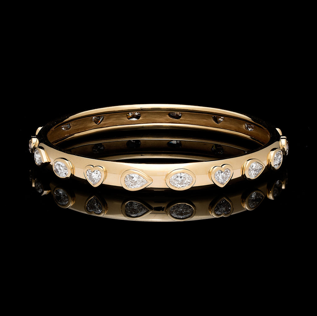 Fancy-Cut Diamond and 18k Gold Bangle Bracelet