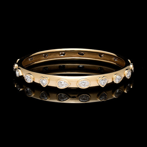 Fancy-Cut Diamond and 18k Gold Bangle Bracelet