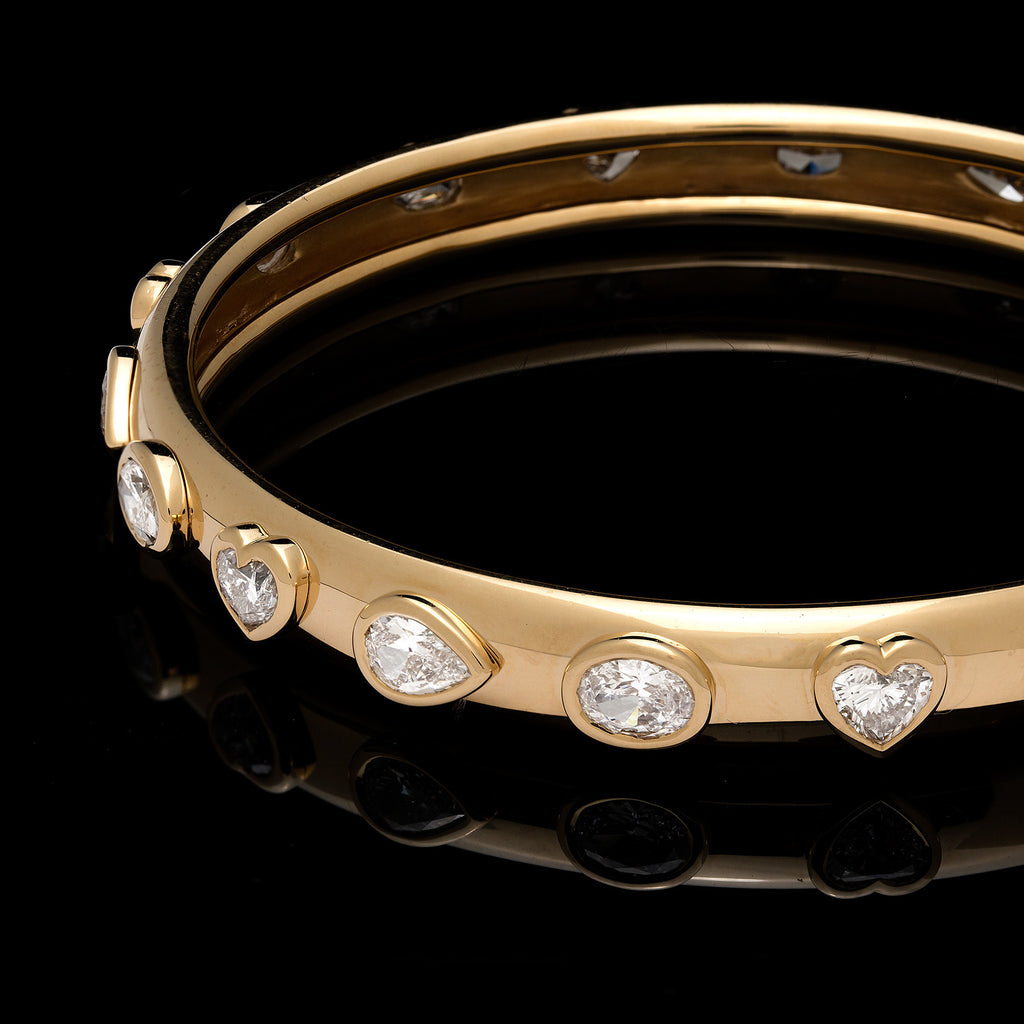 Fancy-Cut Diamond and 18k Gold Bangle Bracelet