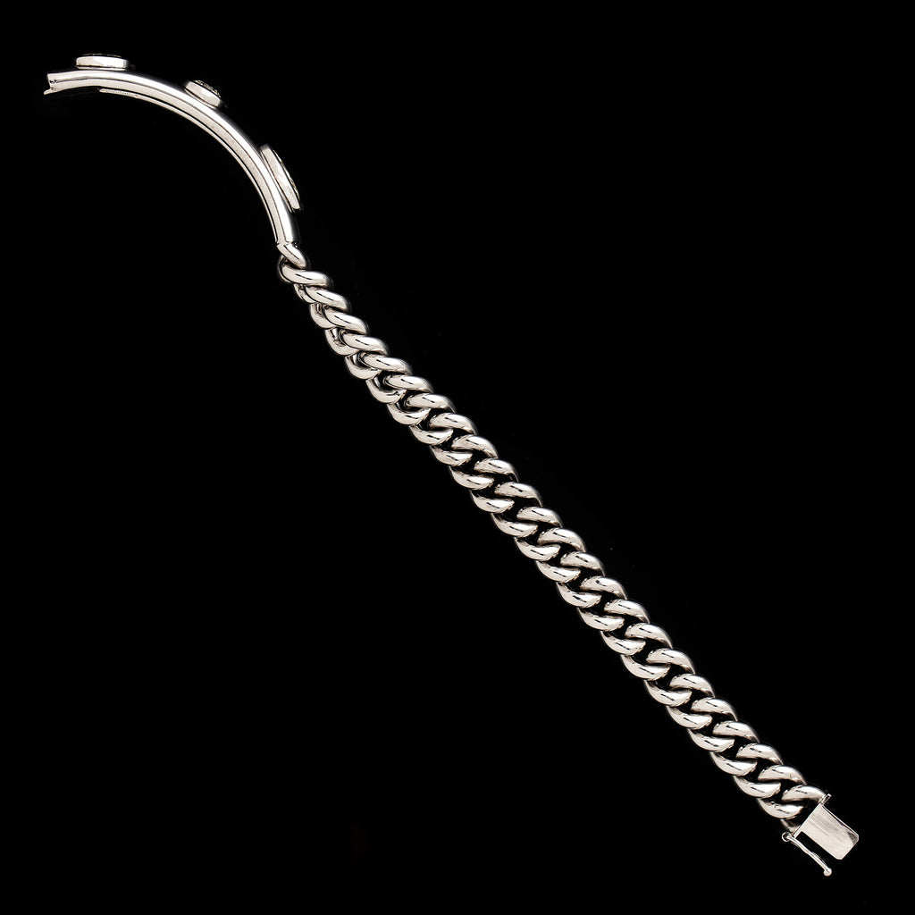 Fancy-Cut Diamond and 18k White Gold ID Bracelet