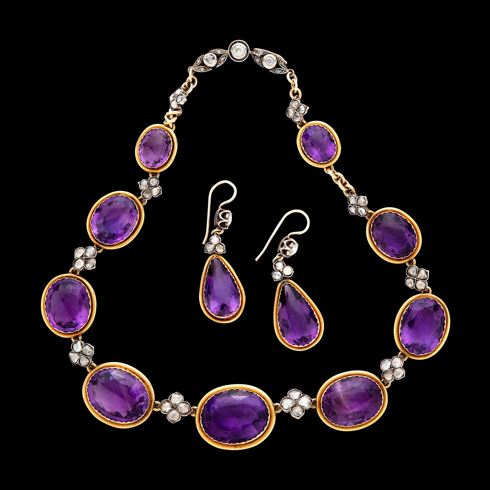 Amethyst necklace and shop earring set