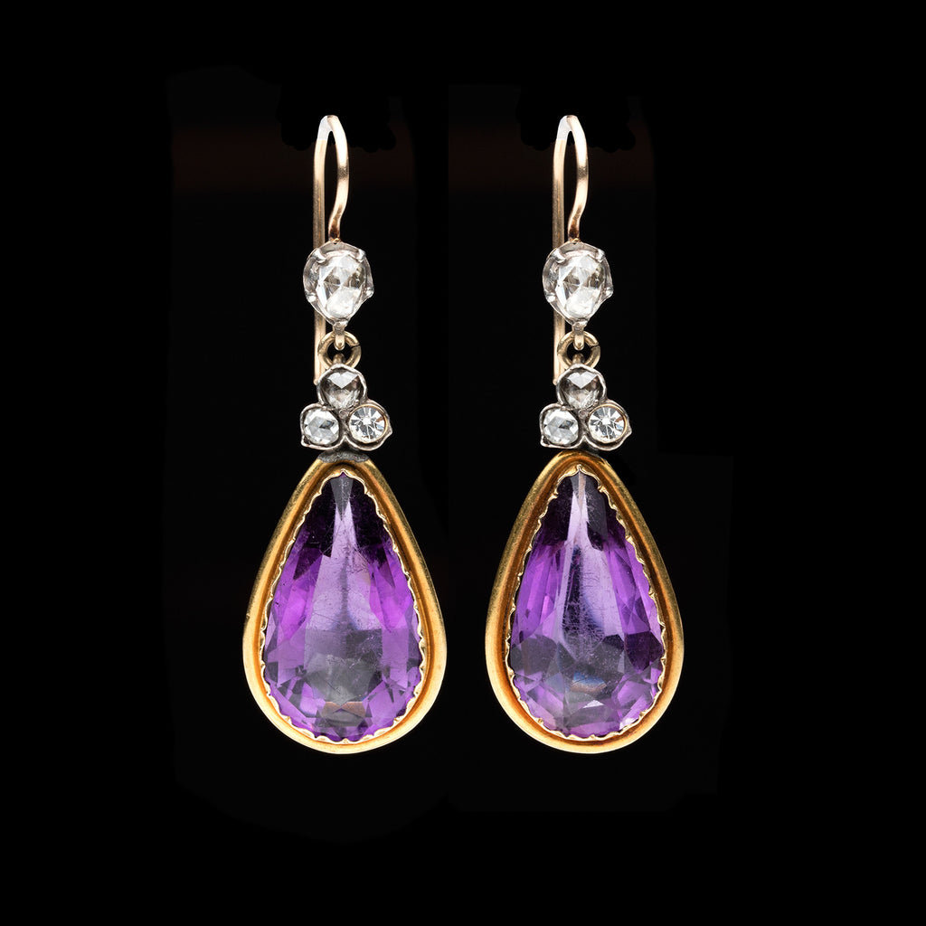 French Amethyst Necklace & Earring Set, circa 1893