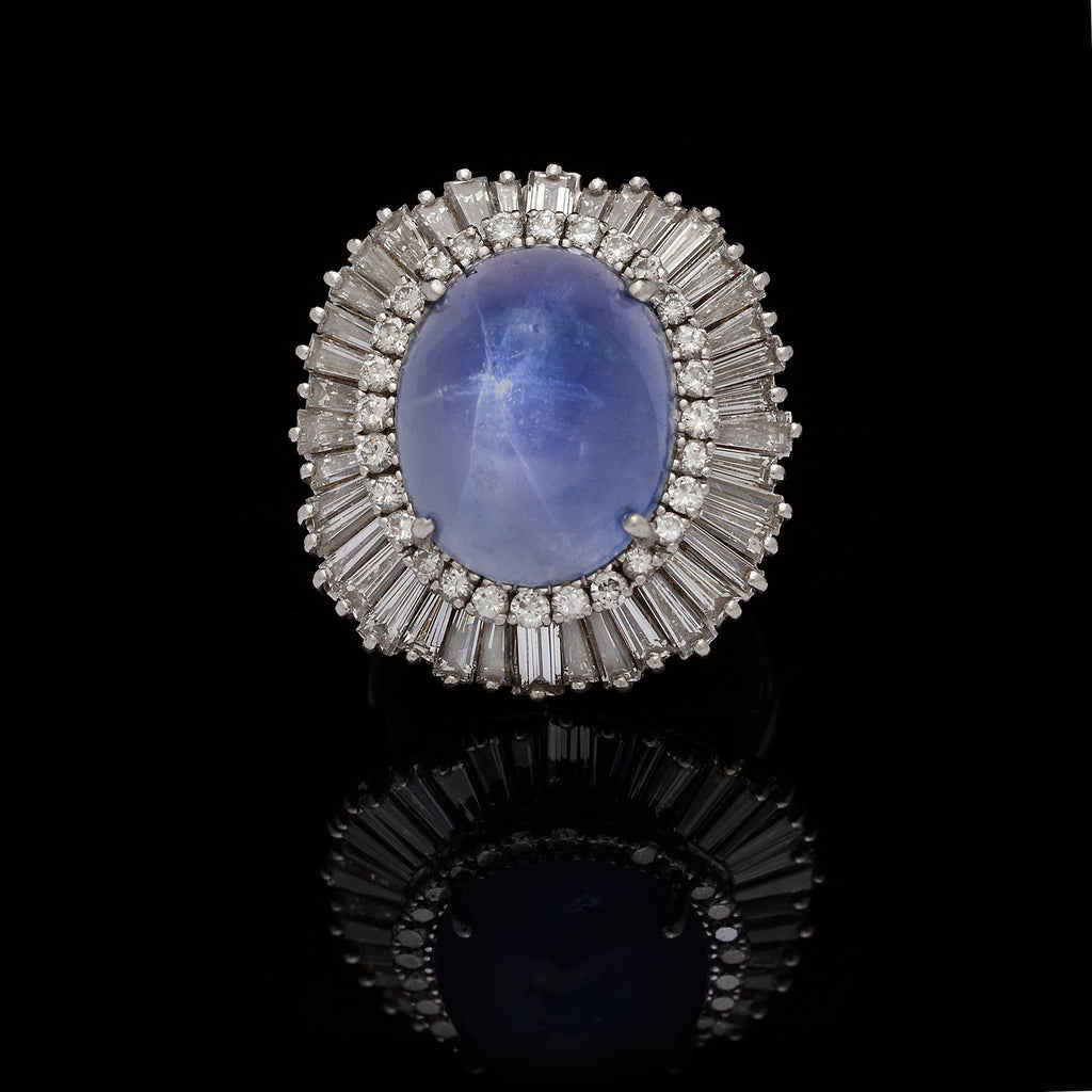 Estate Star Sapphire and Diamond Ballerina Ring, Circa 1950s