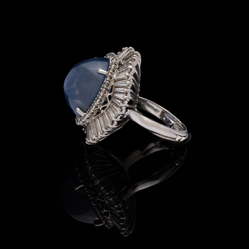 Estate Star Sapphire and Diamond Ballerina Ring, Circa 1950s