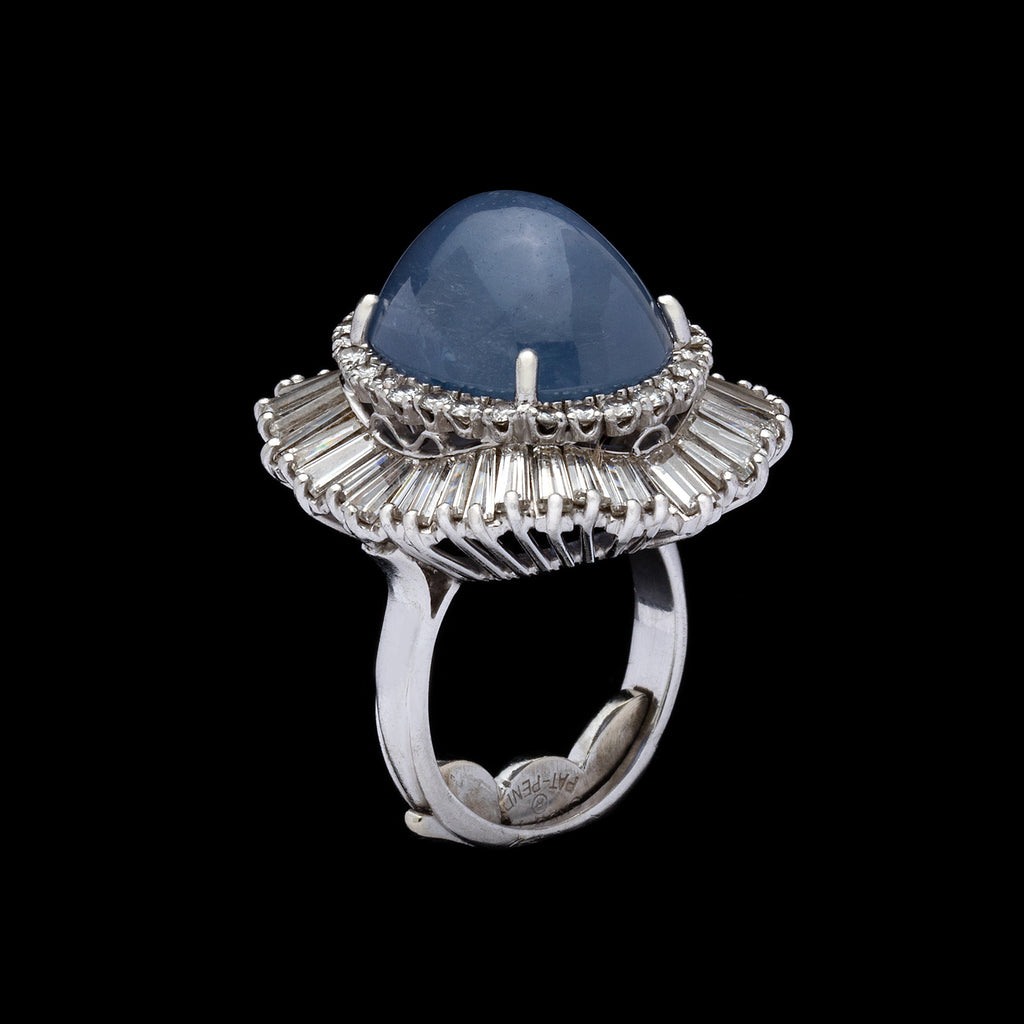 Estate Star Sapphire and Diamond Ballerina Ring, Circa 1950s