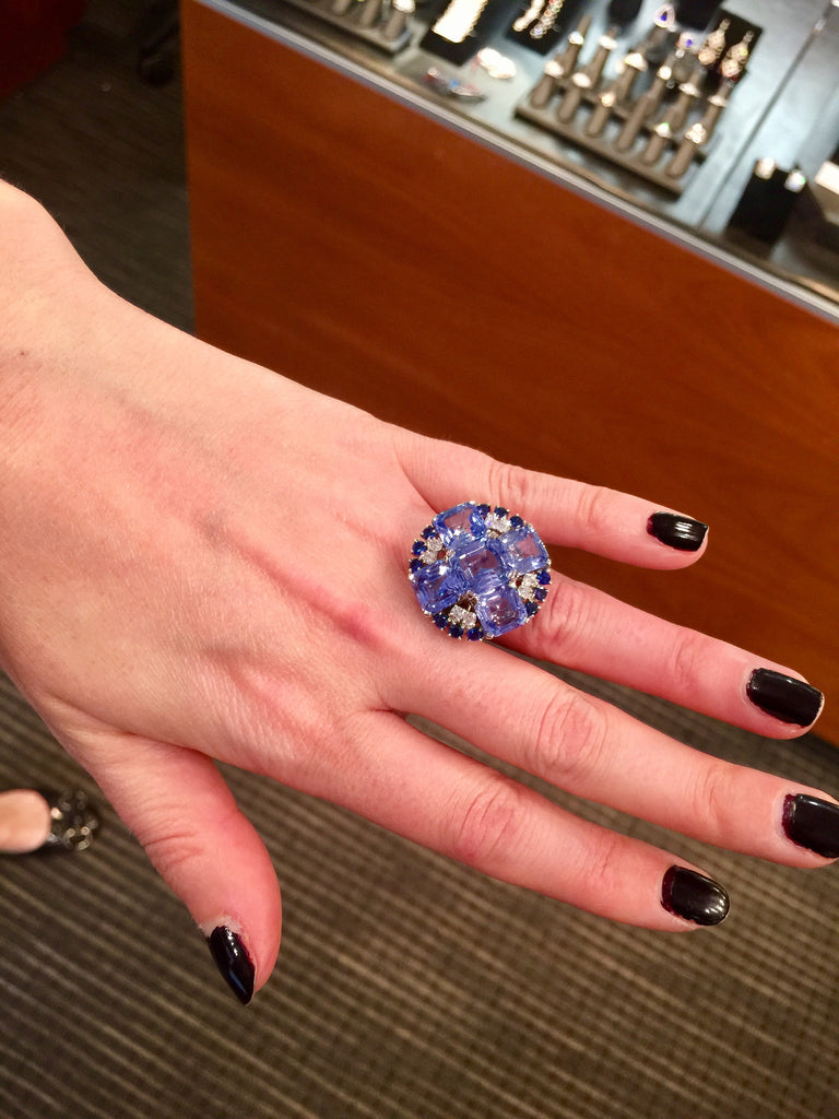 Oscar Heyman Sapphire Diamond Cocktail Ring, Circa 1950's