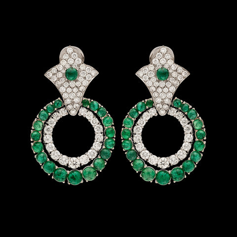Emerald and Diamond Doorknocker Earrings