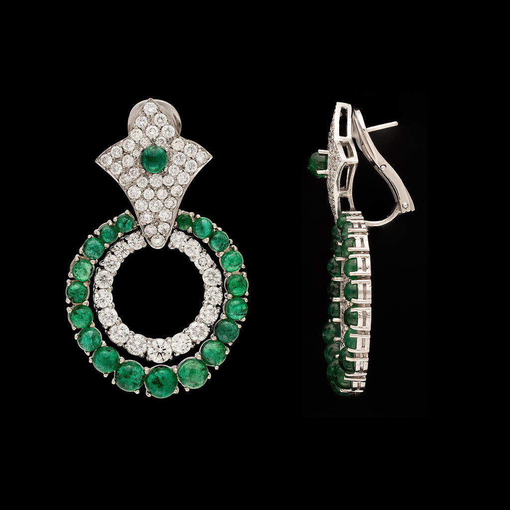 Emerald and Diamond Doorknocker Earrings