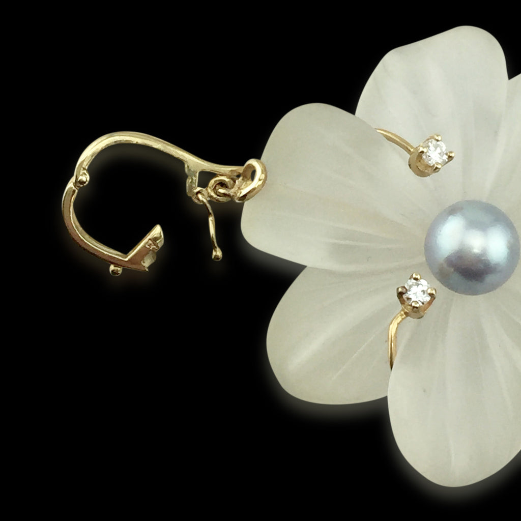 Elegant Crystal & Gold Pearl and Diamond Pendant