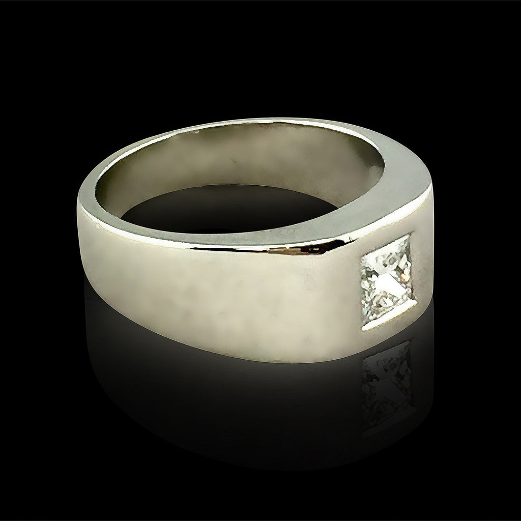 Modern Platinum Solitaire Diamond Ring