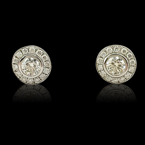 Lovely Diamond Halo Studs
