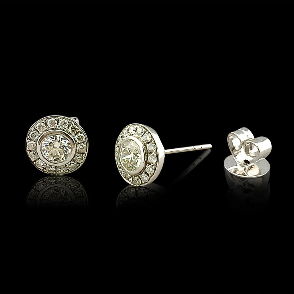 Lovely Diamond Halo Studs