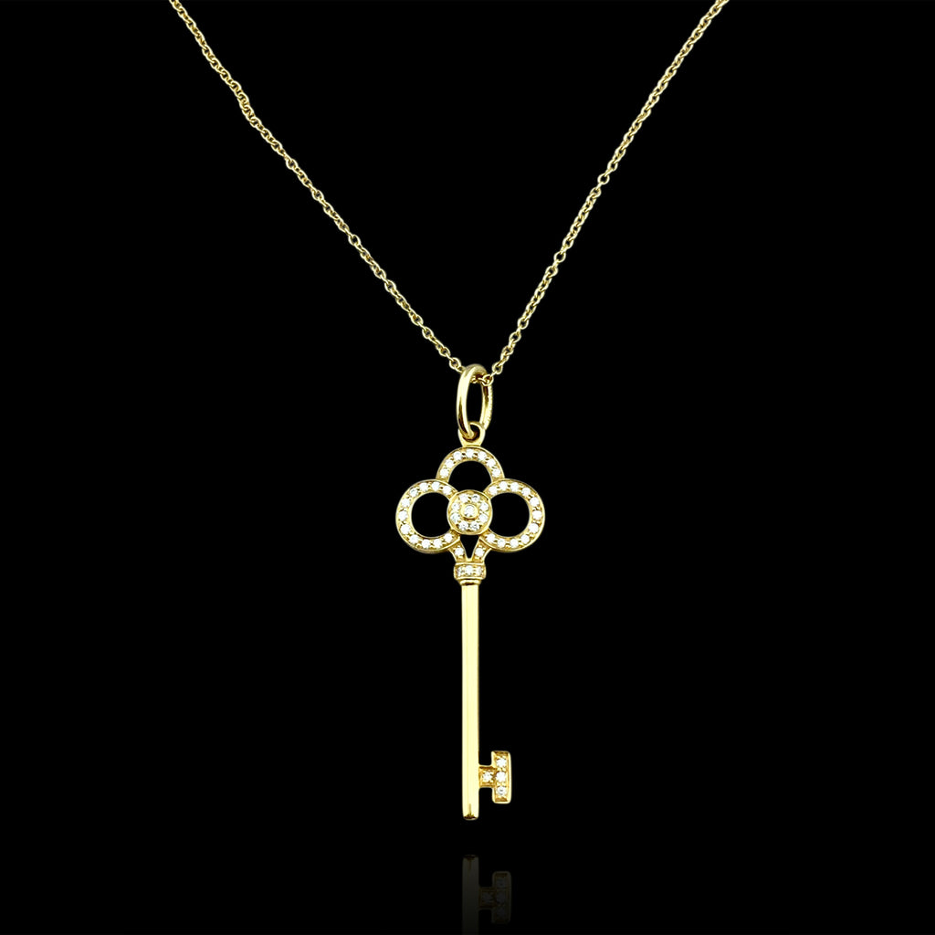 Yellow Gold Diamond Key Pendant Necklace by Tiffany & Co.