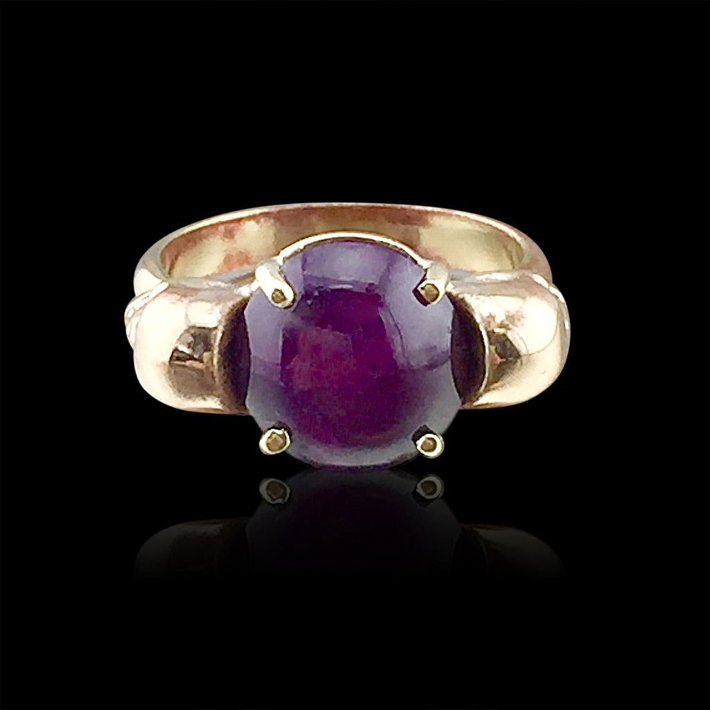 One Of A Kind Star Sapphire & Gold Skull Ring