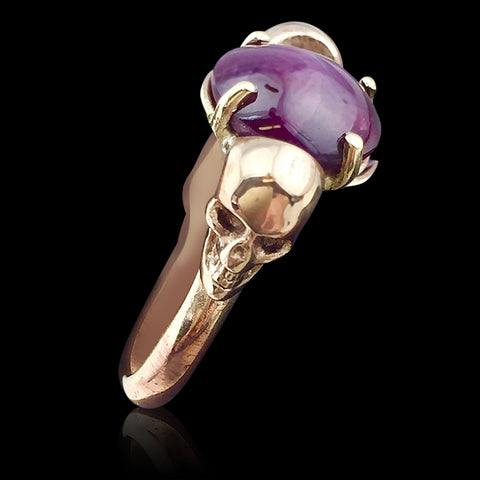 One Of A Kind Star Sapphire & Gold Skull Ring