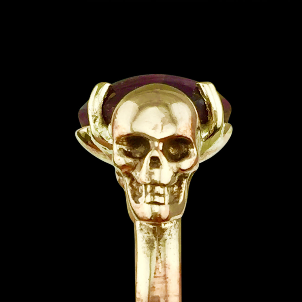 One Of A Kind Star Sapphire & Gold Skull Ring