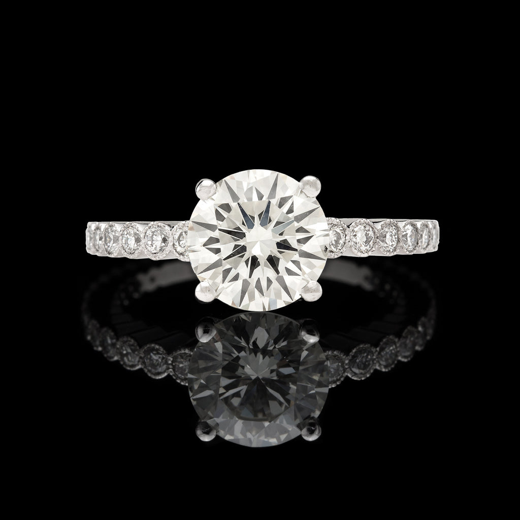 Custom French Ring Featuring GIA 2.06ct Round Diamond