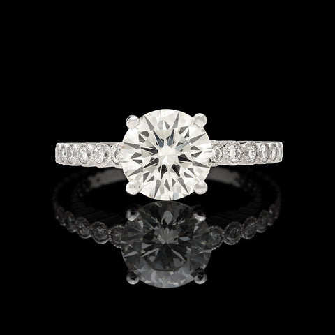 Custom French Ring Featuring GIA 2.06ct Round Diamond