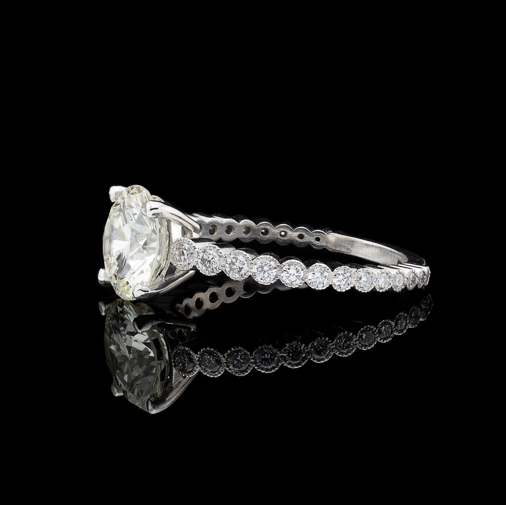 Custom French Ring Featuring GIA 2.06ct Round Diamond