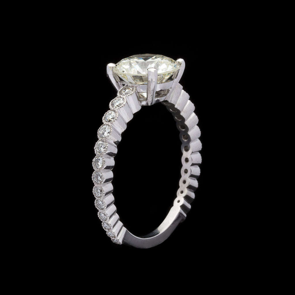Custom French Ring Featuring GIA 2.06ct Round Diamond
