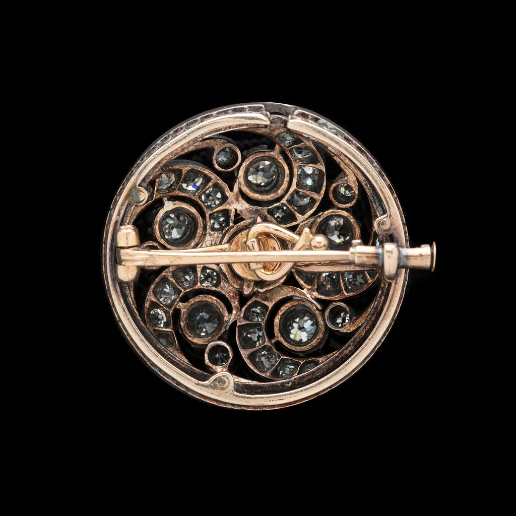 Antique Old Mine Cut Diamond Swirl Pin