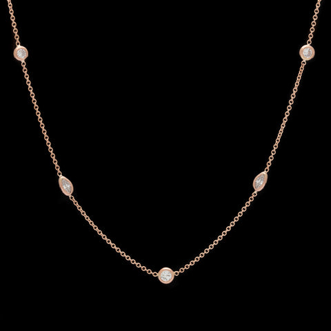 Mixed Cut Diamonds By The Yard Necklace In 18kt Rose Gold