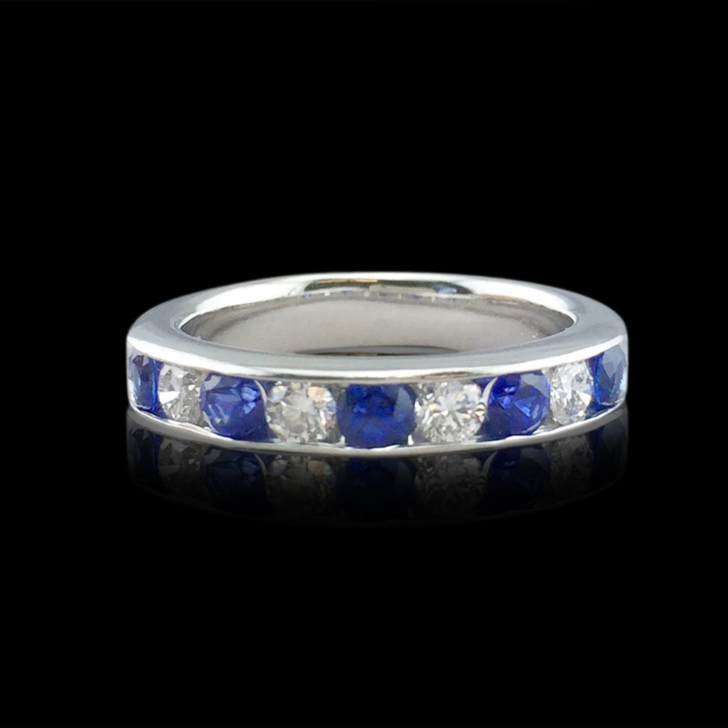 Estate Sapphire & Diamond Platinum Band Ring
