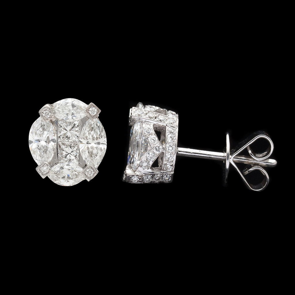 Mixed Cut 2.03ct Diamond Stud Earrings