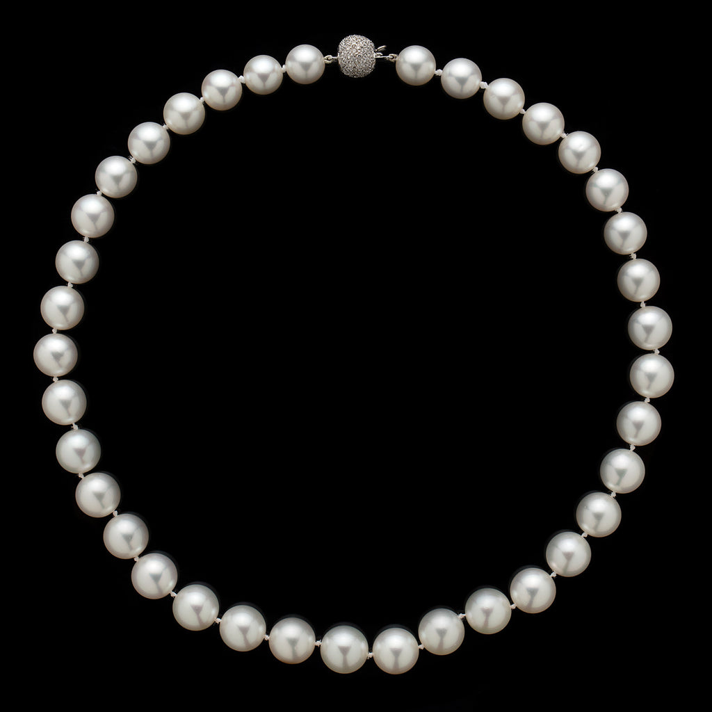 South Sea Pearl Necklace With Diamond Ball Clasp
