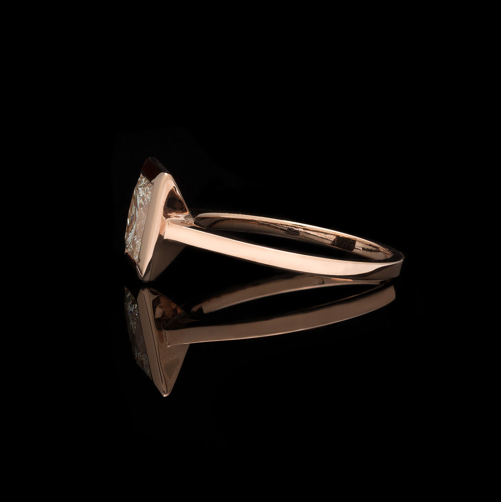 Custom 18kt Rose Gold Ring Featuring GIA 2.02ct Princess Cut