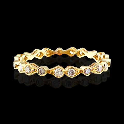 Diamond & 18k Yellow Gold French Eternity Band