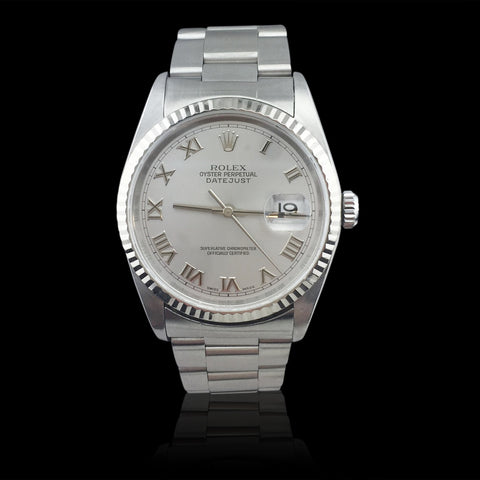 Stainless Steel Rolex Datejust with 18kt White Gold Bezel