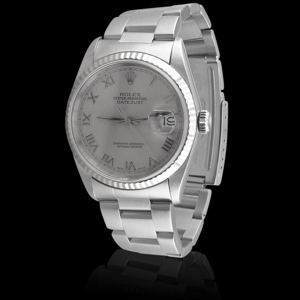 Stainless Steel Rolex Datejust with 18kt White Gold Bezel
