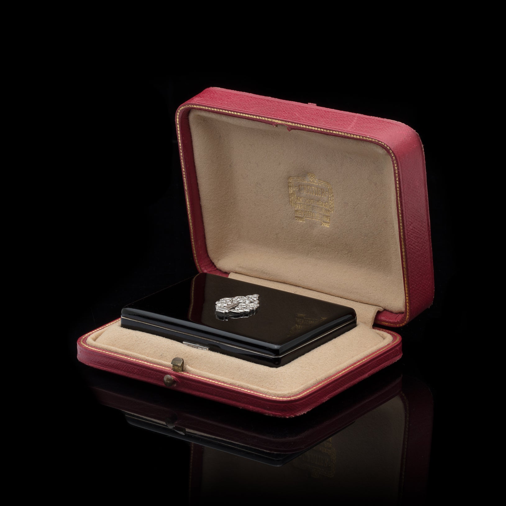 Cartier London Art Deco Diamond & Enamel Compact, circa 1933