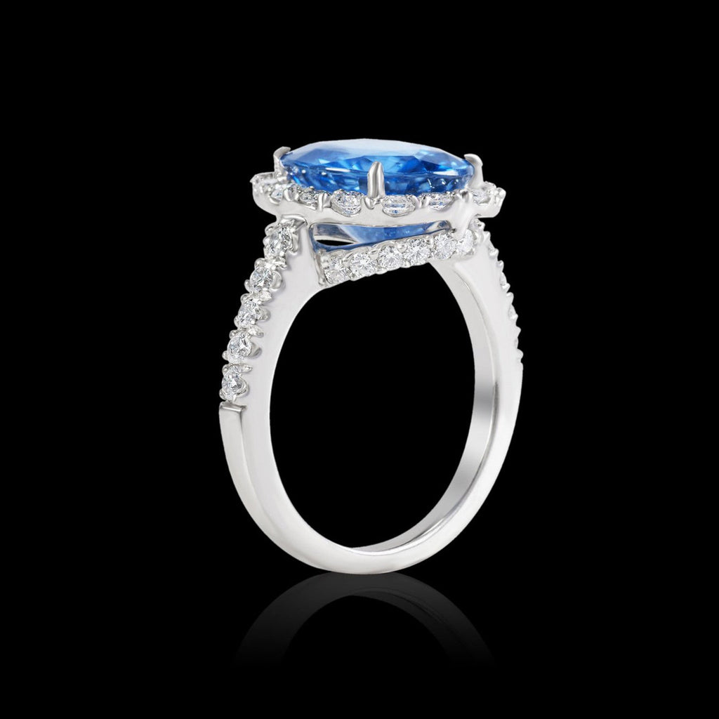 Sri Lankan Sapphire and Diamond Ring