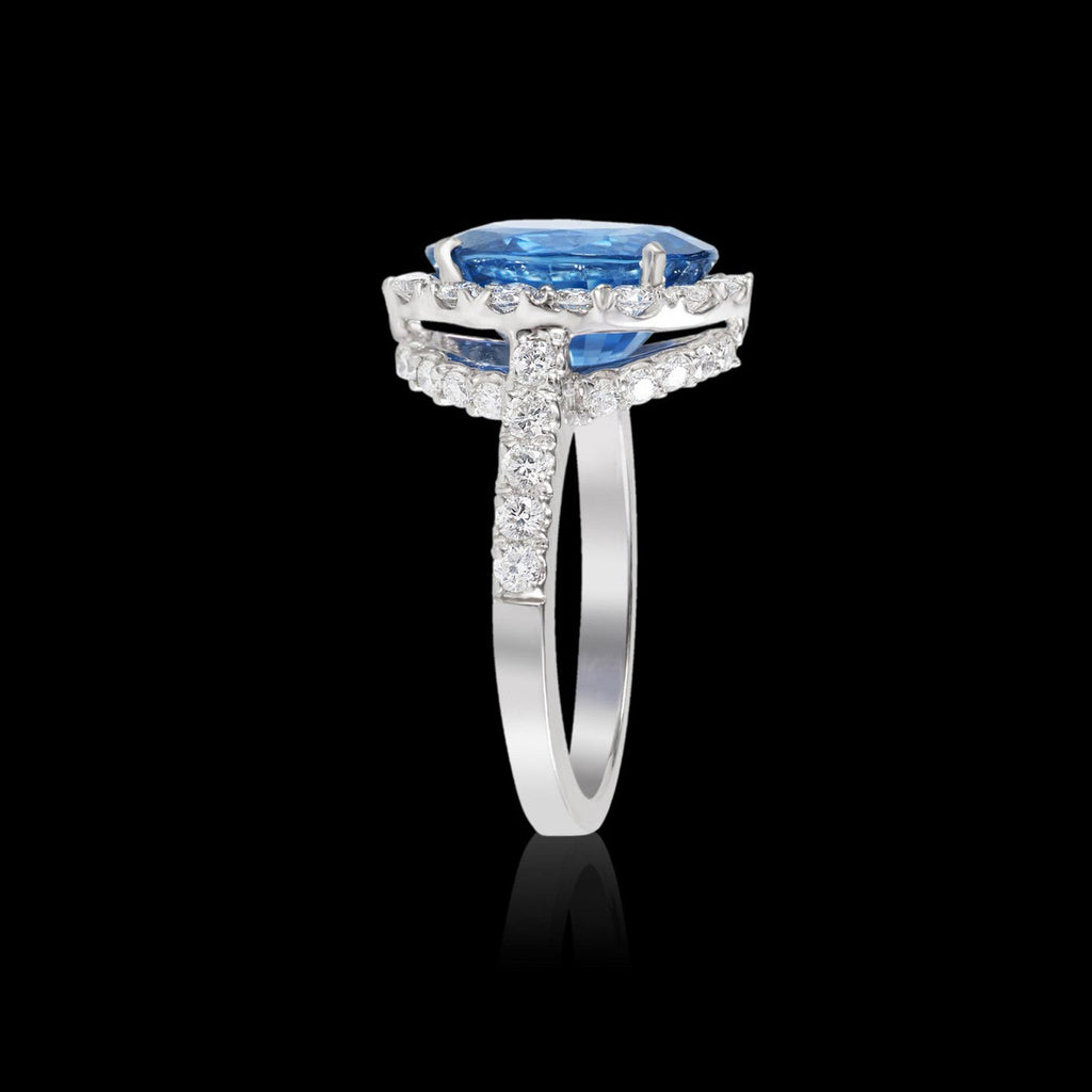 Sri Lankan Sapphire and Diamond Ring