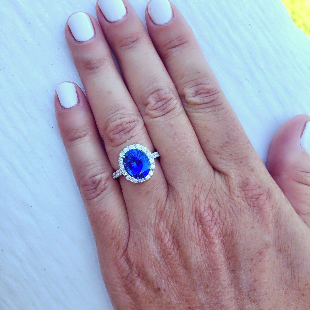 Sri Lankan Sapphire and Diamond Ring