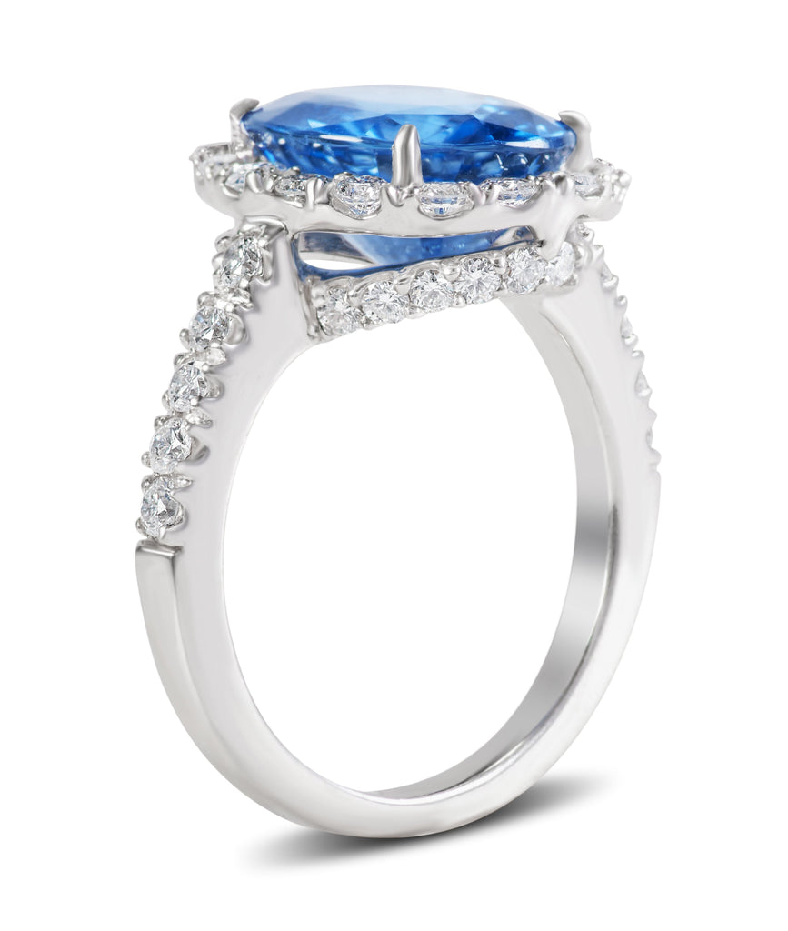 Sri Lankan Sapphire and Diamond Ring