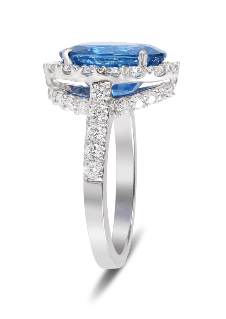 Sri Lankan Sapphire and Diamond Ring