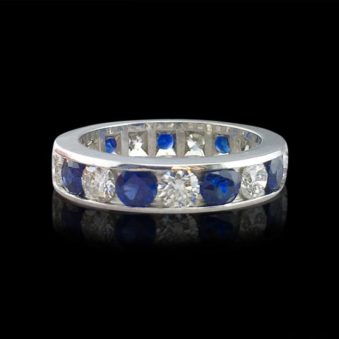 Sapphire & Diamond Platinum Eternity Band