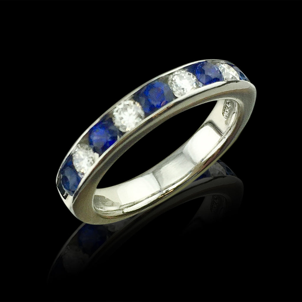 Sapphire & Diamond Platinum Eternity Band