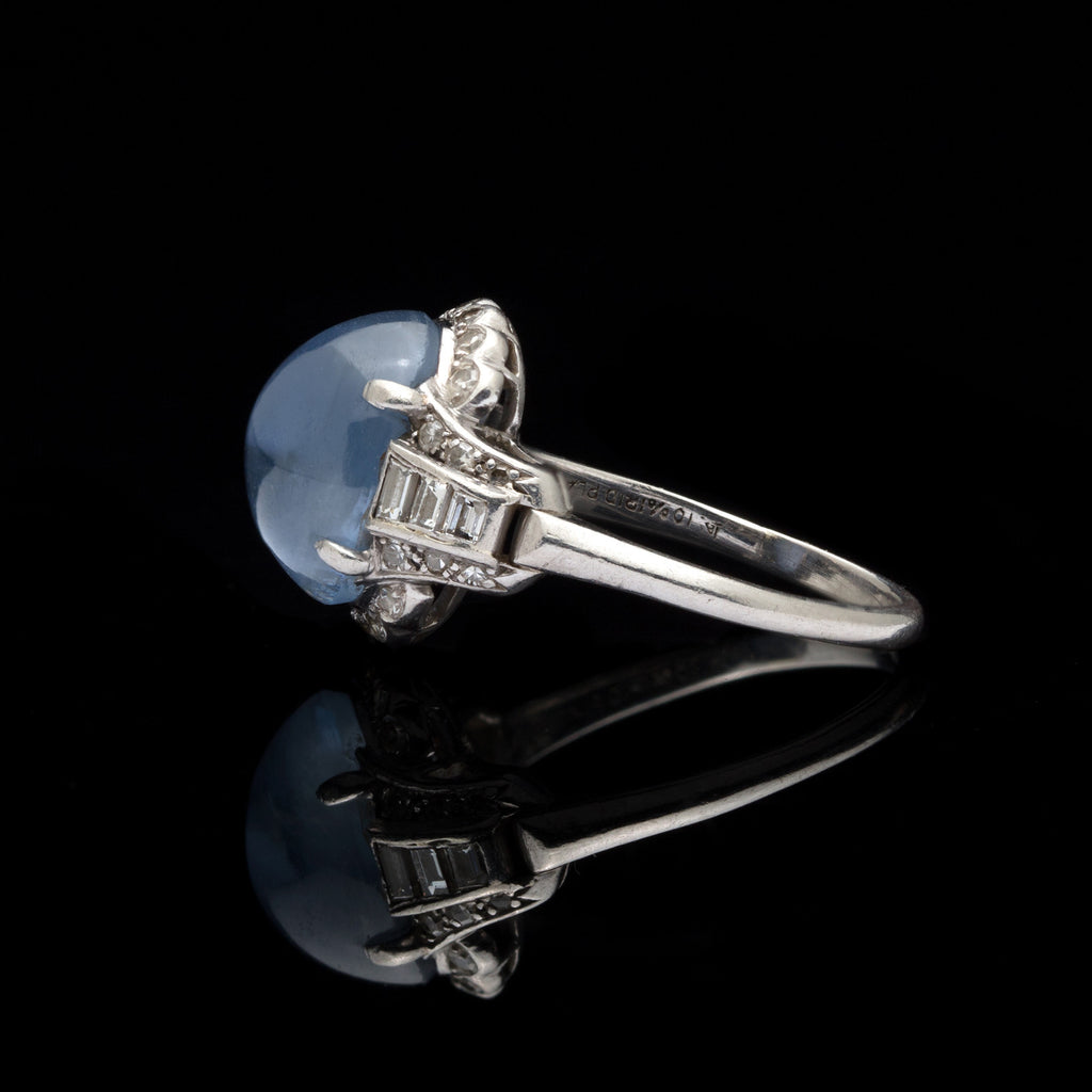 Antique 10 Carat Star Sapphire & Diamond Ring